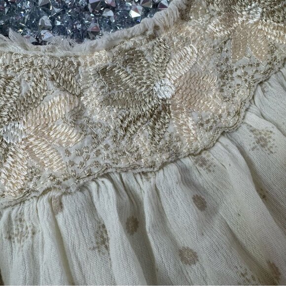 American eagle outfitters tank top embroidered floral flowers cream peach boho - Picture 8 of 9